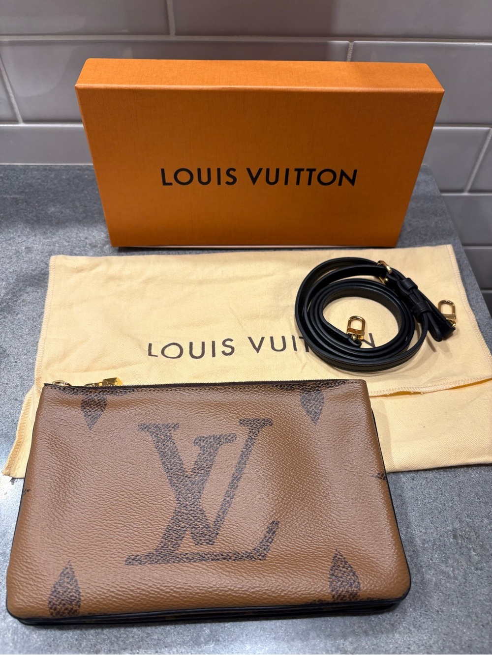Louis Vuitton Double Zip Pochette Monogram Giant